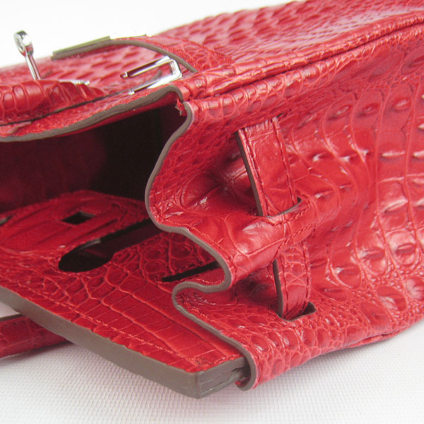 Replica Hermes Birkin 30CM Crocodile Head Veins Bag Red 6088 On Sale